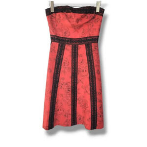 Anthropology Tabitha  women's red & black strapless silk/lace dress - size 6